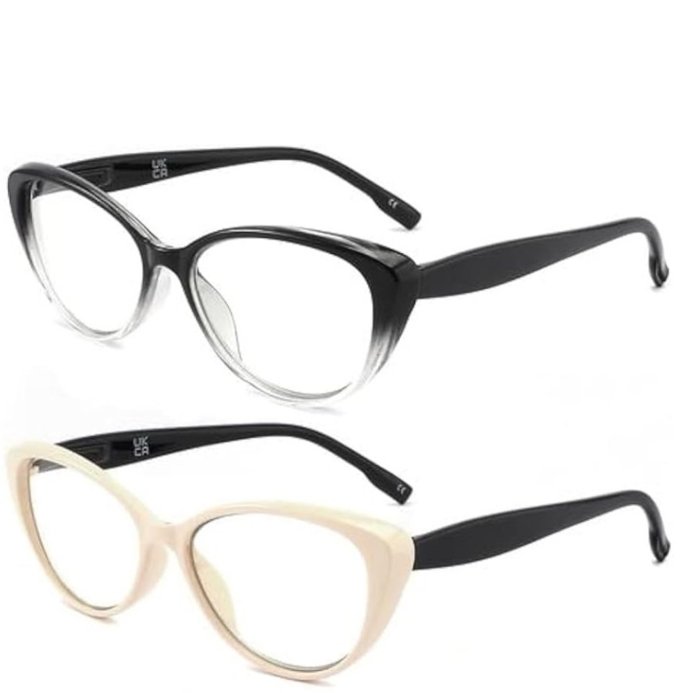 Reading Glasses Blue Light Blocking Cat Eye Frame Anti Eyestrain, Set of 2